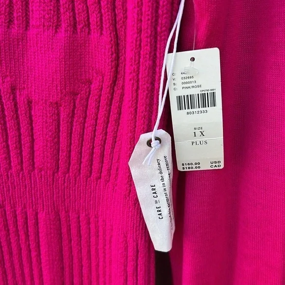 NWT Anthropologie Knit Sweater Dress Hot Pink Spring Wedding Guest Plus Size 1X - Picture 8 of 13